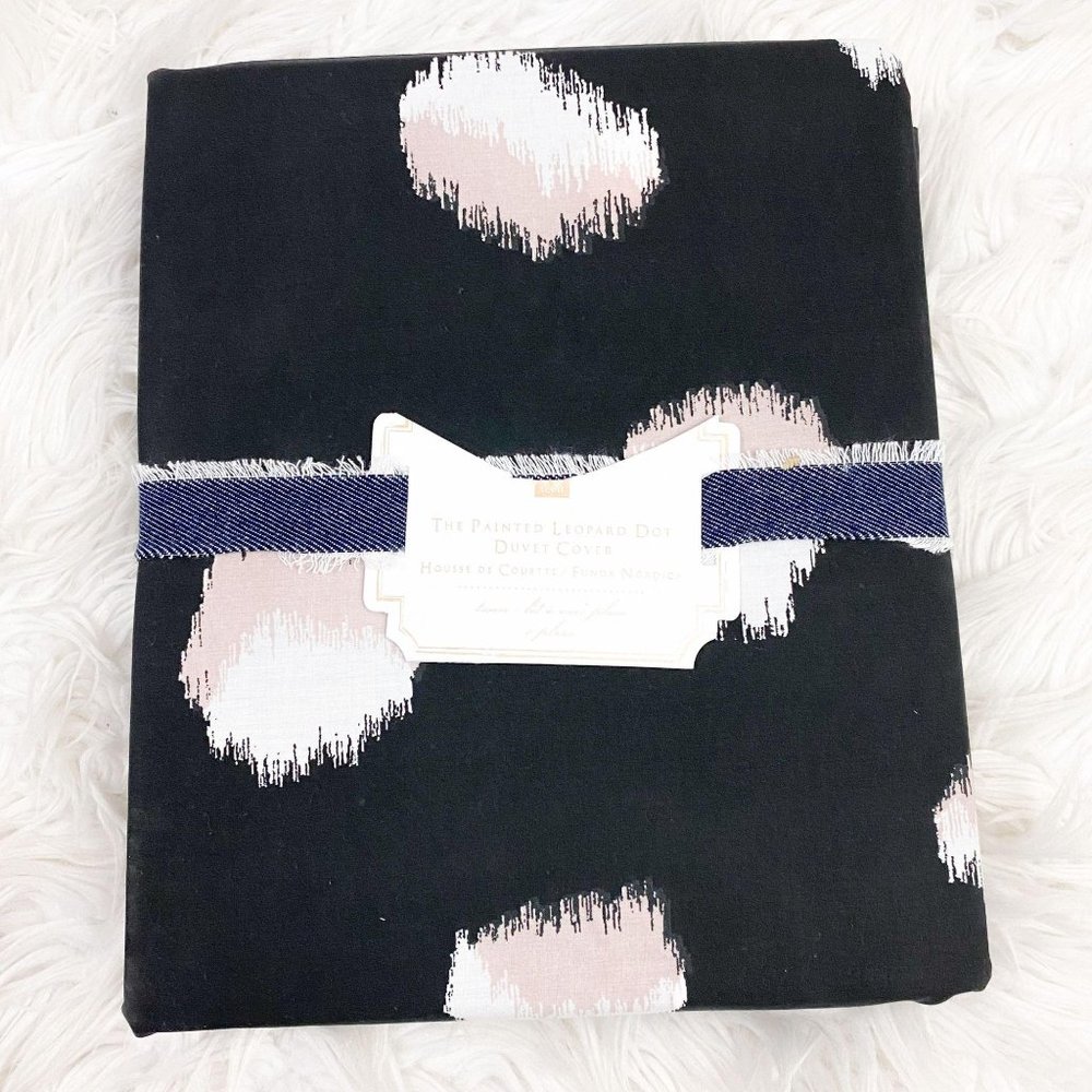 Pottery Barn Teen Painted Leopard Dot Black Duvet